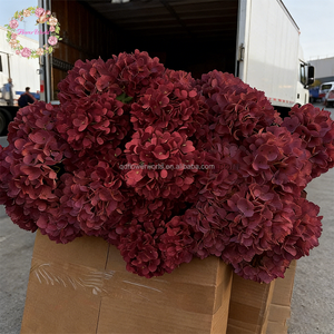 Bestseller: Fiori Artificiali di Ortensia Bordeaux in Seta per Decorazioni Matrimoniali, <span class=keywords><strong>Piante</strong></span> Finte di Ortensia all'Ingrosso - Product Image 1