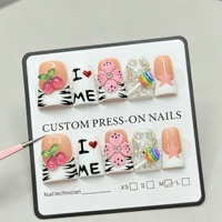 Vente en gros : Nouveauté Ongles artificiels 3D de luxe en forme de bec de canard, 10 pièces, faits main, de haute qualité, à presser, pour fêtes et mode