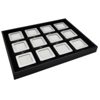 Lot de 9 boîtes rectangulaires en métal gris anthracite à boutons-pression, avec plateau de présentation noir en MDF et cuir PU, organisateur de pierres précieuses en vrac, vente en gros