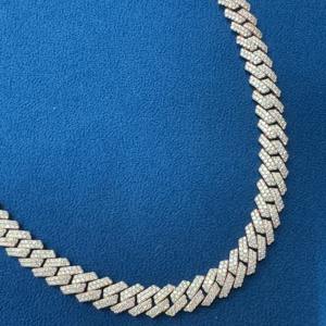 Moissanite Diamond 10 MM Rose Gold Plated 925 Sterling Silver Totalmente Iced Out Hip Hop Style Cuban Link Chain Jewelry para la venta - Product Image 3