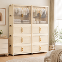 Armoire de rangement pliable multi-niveaux en plastique LUYI grande capacité pour l'organisation de la garde-robe, de la salle de bain et de la chambre