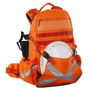 Hi-Vis laranja mochila industrial mochila, Heavy Duty alta visibilidade bombeiro mochila com fita reflexiva