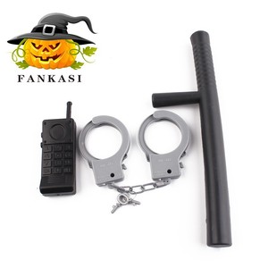 Ensemble de trois pièces pour jeu de rôle de police : matraque en plastique, menottes, talkie-walkie, unisexe - Product Image 3