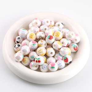 Perles rondes en acrylique motif ours cerise de dessin animé pour la fabrication de bijoux, couleurs mélangées, 10 mm, fournitures de bricolage - Product Image 5