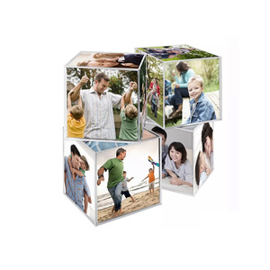 Customized 3.5x3.5 Clear <strong>Lucite</strong> Desktop Cube Perspex Acrylic Box <strong>Frame</strong> for 6 Photos - Product Image 5
