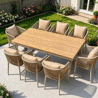 Ensemble table et chaises de jardin 8 places en aluminium, style nordique moderne, résistant aux intempéries, pour l'extérieur