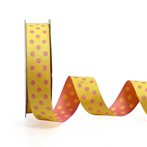 25mm hai mặt thiết kế ribbon với <span class=keywords><strong>Polka</strong></span> Dot mô hình dệt cung cho quà tặng trang trí và cung in Ribbon - Product Image 5