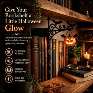 Linterna de estantería de Halloween, mini luz nocturna LED con forma de calabaza para decoración de biblioteca, 9.234D x 2.134W x 10.34H - Product Image 6