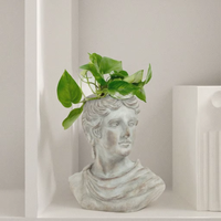 Lianda haute qualité rustique rétro ciment tête humaine Pot de fleur fait à la main moderne jardin extérieur décor pour usage domestique emballé Carton