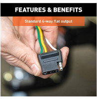 Connecteur plat à 4 broches 18awg pour faisceau de câbles de remorque Adaptateur plat universel à 4 voies pour barre lumineuse de hayon à LED et feux de remorque