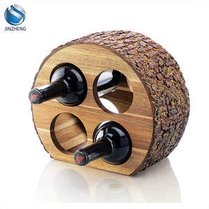 लाल वाइन बार रैक के साथ कस्टम लकड़ी की अलमारियां प्राकृतिक छाल के साथ कस्टम लकड़ी काउंटरटॉप वाइन रैक - Product Image 1