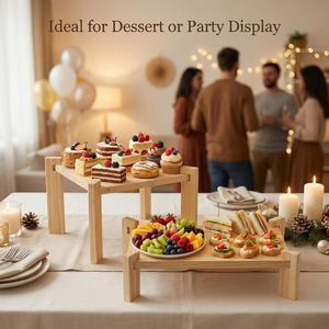 Wooden Charcuterie Board Set 2Pcs Chilean <b>Pine</b> Minimal Design Serving Tray For Wedding Party Dessert <b>Table</b> - Product Image 3