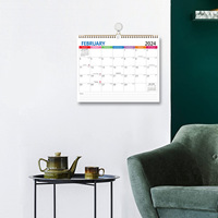 Calendrier mural anglais populaire 2024-25, compte à rebours, calendrier de bureau mensuel minimaliste, prise de notes, calendrier annuel