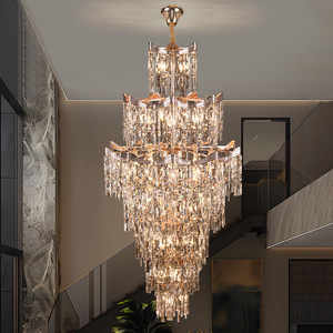Crystal Chandelier Long Multi Head LED <b>Light</b> Luxury Loft Living Room <b>Ceiling</b> Fixture - Product Image 2