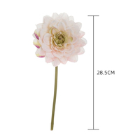 Bunga Dahlia Buatan 28,5cm Tahun 2026, Bunga Dahlia Putih Muda Satu Tangkai dari Sutra Imitasi dengan Daun untuk Dekorasi Pernikahan dan Rumah