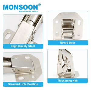 Quincaillerie Meubles charnière <span class=keywords><strong>pont</strong></span> type Nickel Placage métal 90 degrés en verre inoxydable charnière grenouille charnière Pour Placard Extérieur Chambre - Product Image 2
