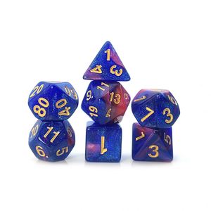 Dados de D&D de gemas poliédricas brillantes de dos colores personalizados al por mayor de fábrica - Product Image 4