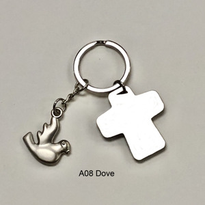 Commande en gros de qualité supérieure en alliage de zinc universel croix colombe porte-clés en métal pour voiture - Product Image 1