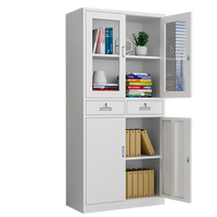 Armoire de classement en métal à deux tiroirs avec serrure à clé pour bureau, école, cuisine