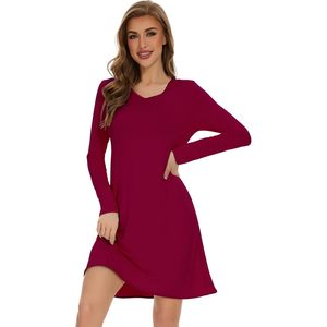 Vente en gros de chemises de nuit pour femmes à manches longues, vêtements de nuit en viscose de bambou doux, pyjamas, chemises de nuit, tailles S à XXL - Product Image 1