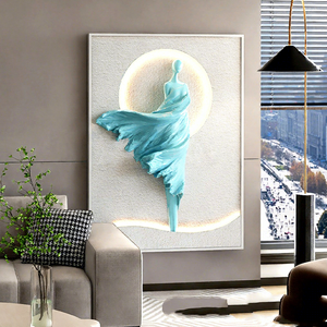 Pintura de luz LED de ambiente de lujo moderno, colgante Vertical de gama alta, Art <span class=keywords><strong>Deco</strong></span> abstracto para entrada de sala de estar, artesanías de resina - Product Image 1