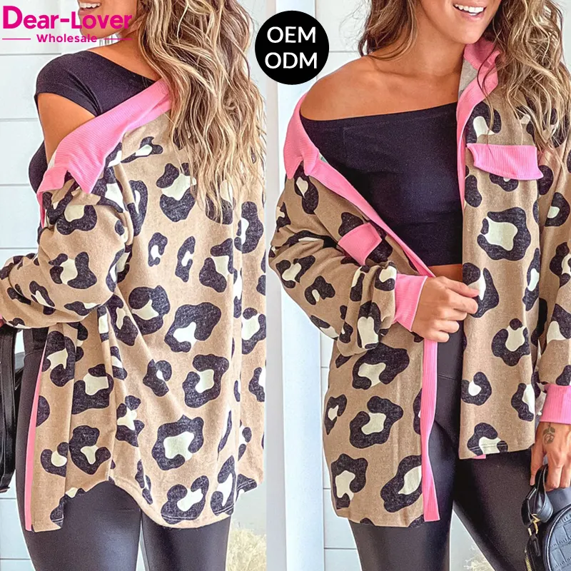 Dear-Lover OEM ODM Custom Logo Manufacturer Wholesale Fall Winter High Quality Fashion Leopard Knit Maxi Long Cardigan Women
