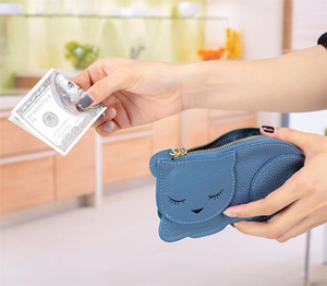 Hot <strong>Sale</strong> Fashion Slim Lovely Girls Real <strong>Leather</strong> Cute Keychain Cat Coin <strong>Purses</strong> - Product Image 6