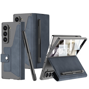 Gaine armure antichoc Litchi Texture Flip cuir étui de téléphone portable avec fentes pour stylo pour Samsung Galaxy <span class=keywords><strong>ZFold</strong></span> 6 <span class=keywords><strong>ZFold</strong></span> 5 - Product Image 2