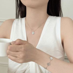 Dylam Hot Selling Style S925 Silver Glistened Crushed <b>Ice</b> Four Leaf Clover Pendant Necklace with 5A CZ Tail - Product Image 2