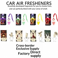 Désodorisant de voiture en verre, version anglaise exclusive transfrontalière, 8 ml, style crâne d'Halloween/cadeau de Noël, à suspendre avec cordon