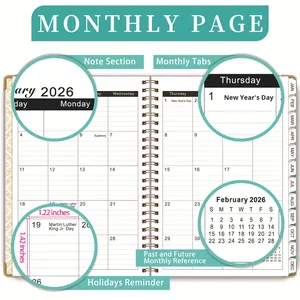 Carnet de notes A5 exclusif transfrontalier 2026 – Calendrier hebdomadaire spirale – Planificateur de travail et de suivi des tâches - Product Image 3