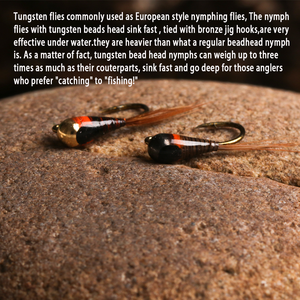 Tête de perle en tungstène Jig nymphe mouche queue de faisan coulant rapide barbelé humide <span class=keywords><strong>Euro</strong></span> nymphe mouche truite pêche leurres appâts - Product Image 3