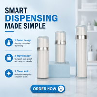 Botol Pompa Krim Plastik Lapis Ganda Top Press 15ml 30ml 50ml Airless Jar Model LX-1051 Zhejiang Krim Tabir Surya Krim Mata