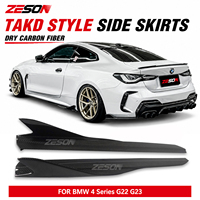 Extensions de seuil latéral en fibre de carbone sèche ZESON style TAKD pour BMW Série 4 G22 G23 G26 M440i 430i Coupé Cabriolet 2021+