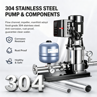 Pompa Pendorong Tekanan Konstan Sentrifugal Multistage Vertikal Stainless Steel 304 Motor Tiga Fasa Sambungan Flens