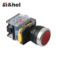 Pulsante a Pressione Momentaneo Rosso Si&hel 22mm, 1NO1NC, IP41, per Controllo Elettrodomestici, Corrente Massima 10A, 220V, LED Illuminato, in Plastica