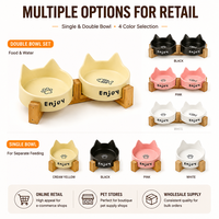 Ensemble de bols pour chat en céramique moderne personnalisé avec support durable et arrondi pour animaux de compagnie Nourriture et eau en boîte Vente en gros