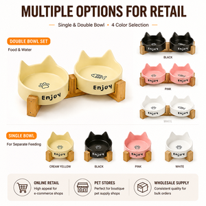 Ensemble de bols pour <span class=keywords><strong>chat</strong></span> en céramique moderne personnalisé <span class=keywords><strong>avec</strong></span> support durable et arrondi pour animaux de compagnie Nourriture et eau en boîte Vente en gros - Product Image 3