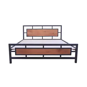 Industrial Metal Wood double size bed bedroom furniture manufacturer vintage metal beds No reviews yet
