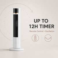 Radiateur tour oscillant blanc mince à large portée pour une distribution de chaleur sur trois niveaux, avec télécommande et minuterie
