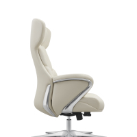 Fauteuil de Direction Commercial Inclinable en Cuir de Vachette avec Appui-tête, Dossier Haut, Pivotant – Mobilier de Bureau pour la Rénovation de Bureaux