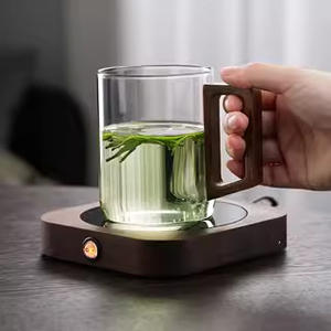 Taza de té de vidrio con asa de madera, resistente al calor, para uso en el hogar u oficina, color sólido, taza individual - Product Image 5