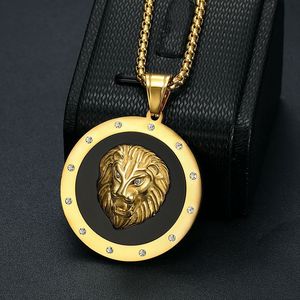 yunnique Hip Hop Lion Head Pendant Necklace Stainless Steel Gold <b>Silver</b> Plated Rhinestone Animal Zodiac Unisex Jewelry - Product Image 2