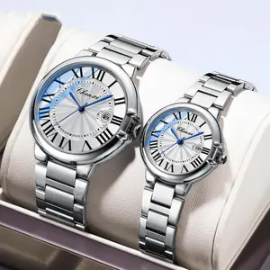 Offre Spéciale mode chiffres romains calendrier luxe Uhr acier inoxydable étanche ensemble cadeaux femmes hommes Quartz Couple montre pour amoureux