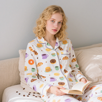 Ensemble de pyjamas pour femmes en coton imprimé, collection Printemps-Été, pour la maison et le confort, échantillon disponible
