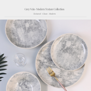 Assiette en céramique en grès texturé <span class=keywords><strong>moderne</strong></span>, design veiné gris, style minimaliste pour la <span class=keywords><strong>vaisselle</strong></span> de table <span class=keywords><strong>contemporaine</strong></span> - Product Image 4