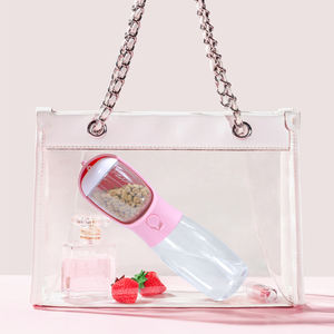 Botella de agua de plástico 2 en 1 para perros y mascotas, contenedor de alimentos portátil para viaje al aire libre, 550ml - Product Image 4