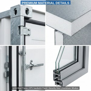 Container Prefabbricato Pieghevole in Acciaio <span class=keywords><strong>da</strong></span> 20 Piedi a Basso Costo, Installazione Rapida <span class=keywords><strong>per</strong></span> Ufficio, Dormitorio, Centro Commerciale e Uso Esterno - Product Image 4