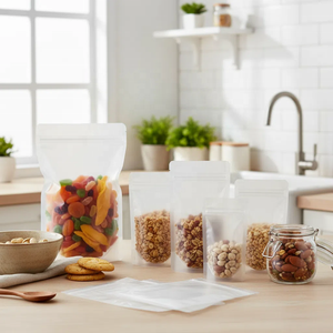 Sac <span class=keywords><strong>de</strong></span> rangement refermable Transparent givré PET <span class=keywords><strong>de</strong></span> qualité alimentaire <span class=keywords><strong>paquet</strong></span> mat <span class=keywords><strong>de</strong></span> grande taille pour noix <span class=keywords><strong>chewing</strong></span>-<span class=keywords><strong>gum</strong></span> gelée support personnalisé Ziplock - Product Image 1