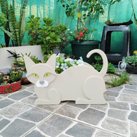 Pot & Planter Bunga Bentuk Kucing Warna Oranye untuk Dekorasi Seni & Kerajinan Taman-Tersedia Grosir (340x145x188mm)
